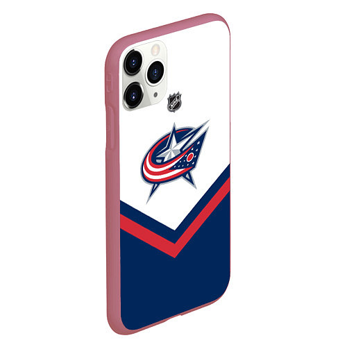 Чехол iPhone 11 Pro матовый NHL: Columbus Blue Jackets / 3D-Малиновый – фото 2