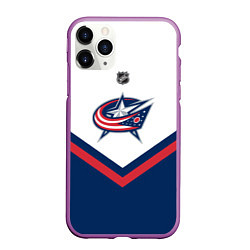 Чехол iPhone 11 Pro матовый NHL: Columbus Blue Jackets, цвет: 3D-фиолетовый