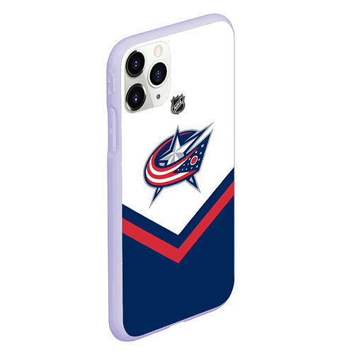 Чехол iPhone 11 Pro матовый NHL: Columbus Blue Jackets / 3D-Светло-сиреневый – фото 2