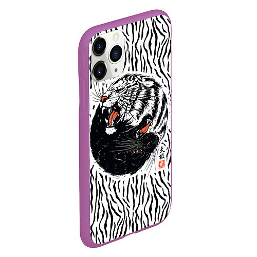 Чехол iPhone 11 Pro матовый Yin Yang Tigers / 3D-Фиолетовый – фото 2