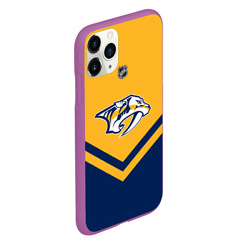 Чехол iPhone 11 Pro матовый NHL: Nashville Predators / 3D-Фиолетовый – фото 2