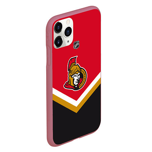 Чехол iPhone 11 Pro матовый NHL: Ottawa Senators / 3D-Малиновый – фото 2