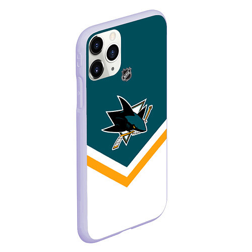 Чехол iPhone 11 Pro матовый NHL: San Jose Sharks / 3D-Светло-сиреневый – фото 2