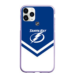Чехол iPhone 11 Pro матовый NHL: Tampa Bay Lightning, цвет: 3D-светло-сиреневый