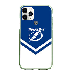 Чехол iPhone 11 Pro матовый NHL: Tampa Bay Lightning, цвет: 3D-салатовый