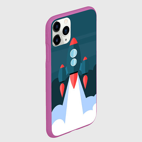 Чехол iPhone 11 Pro матовый Ракета / 3D-Фиолетовый – фото 2