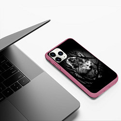Чехол iPhone 11 Pro матовый Серый волк, цвет: 3D-малиновый — фото 2