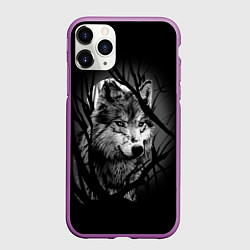 Чехол iPhone 11 Pro матовый Серый волк, цвет: 3D-фиолетовый