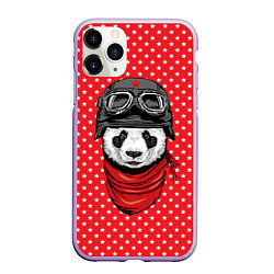 Чехол iPhone 11 Pro матовый Панда пилот, цвет: 3D-светло-сиреневый