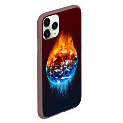 Чехол iPhone 11 Pro матовый Огонь против воды, цвет: 3D-коричневый — фото 2