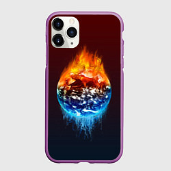 Чехол iPhone 11 Pro матовый Огонь против воды, цвет: 3D-фиолетовый