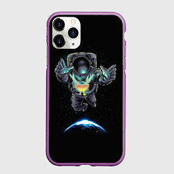 Чехол iPhone 11 Pro матовый Космическая бабочка, цвет: 3D-фиолетовый