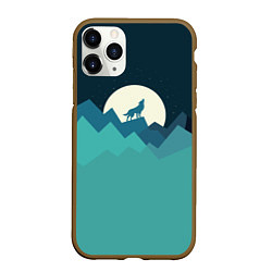 Чехол iPhone 11 Pro матовый Воющий волк, цвет: 3D-коричневый