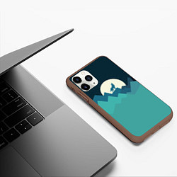 Чехол iPhone 11 Pro матовый Воющий волк, цвет: 3D-коричневый — фото 2