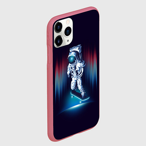 Чехол iPhone 11 Pro матовый Космический скейтбордист / 3D-Малиновый – фото 2