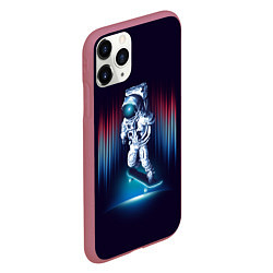 Чехол iPhone 11 Pro матовый Космический скейтбордист, цвет: 3D-малиновый — фото 2