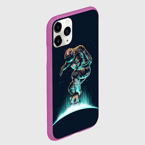 Чехол iPhone 11 Pro матовый Планетарный скейтбординг / 3D-Фиолетовый – фото 2