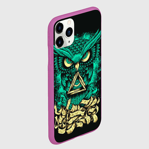 Чехол iPhone 11 Pro матовый Bring Me The Horizon: Owl / 3D-Фиолетовый – фото 2