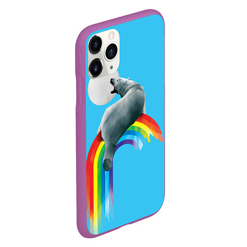 Чехол iPhone 11 Pro матовый Полярный мишка / 3D-Фиолетовый – фото 2