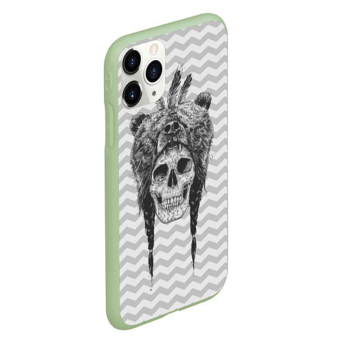 Чехол iPhone 11 Pro матовый Мертвый шаман / 3D-Салатовый – фото 2