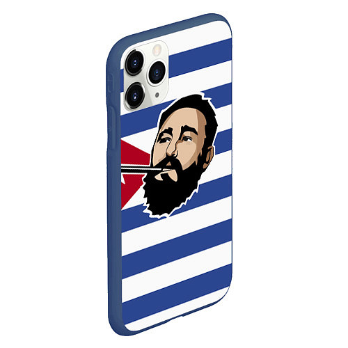 Чехол iPhone 11 Pro матовый Fidel Castro / 3D-Тёмно-синий – фото 2