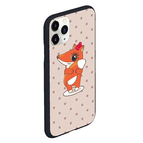 Чехол iPhone 11 Pro матовый Лисенок в шапочке / 3D-Черный – фото 2