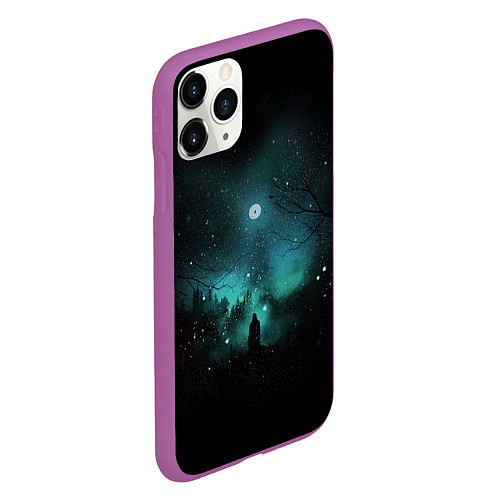 Чехол iPhone 11 Pro матовый Взгляд на звезды / 3D-Фиолетовый – фото 2