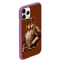 Чехол iPhone 11 Pro матовый Волк самурай, цвет: 3D-фиолетовый — фото 2