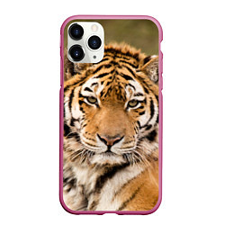 Чехол iPhone 11 Pro матовый Милый тигр, цвет: 3D-малиновый