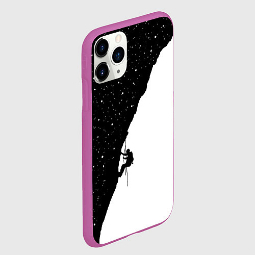 Чехол iPhone 11 Pro матовый Ночной скалолаз / 3D-Фиолетовый – фото 2