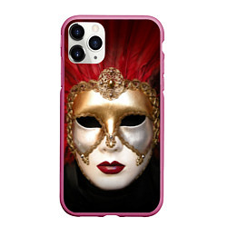 Чехол iPhone 11 Pro матовый Венецианская маска, цвет: 3D-малиновый