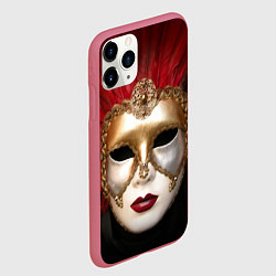 Чехол iPhone 11 Pro матовый Венецианская маска, цвет: 3D-малиновый — фото 2