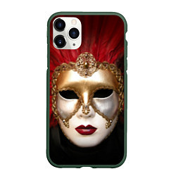 Чехол iPhone 11 Pro матовый Венецианская маска, цвет: 3D-темно-зеленый