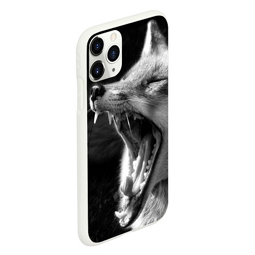 Чехол iPhone 11 Pro матовый Зевающая лиса / 3D-Белый – фото 2