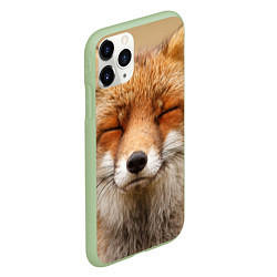 Чехол iPhone 11 Pro матовый Лиса щурится, цвет: 3D-салатовый — фото 2