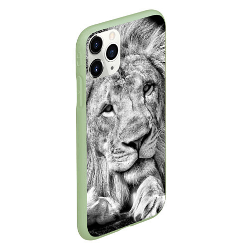 Чехол iPhone 11 Pro матовый Милый лев / 3D-Салатовый – фото 2