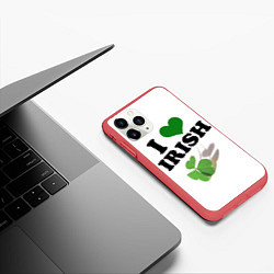 Чехол iPhone 11 Pro матовый Ireland, I love Irish, цвет: 3D-красный — фото 2