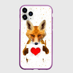 Чехол iPhone 11 Pro матовый Влюбленная лиса, цвет: 3D-фиолетовый