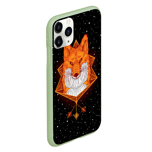 Чехол iPhone 11 Pro матовый Огненный лис / 3D-Салатовый – фото 2