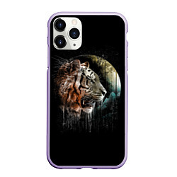 Чехол iPhone 11 Pro матовый Космический тигр, цвет: 3D-светло-сиреневый