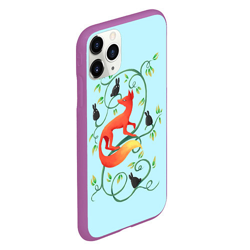 Чехол iPhone 11 Pro матовый Милая лисичка / 3D-Фиолетовый – фото 2