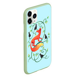 Чехол iPhone 11 Pro матовый Милая лисичка, цвет: 3D-салатовый — фото 2