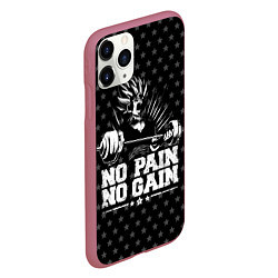 Чехол iPhone 11 Pro матовый No Pain No Gain, цвет: 3D-малиновый — фото 2