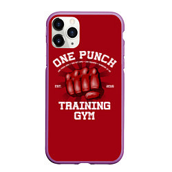 Чехол iPhone 11 Pro матовый One Punch Gym, цвет: 3D-фиолетовый