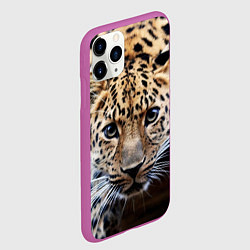 Чехол iPhone 11 Pro матовый Дикая кошка, цвет: 3D-фиолетовый — фото 2
