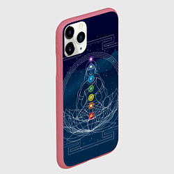 Чехол iPhone 11 Pro матовый Йога мандала - энергетические зоны, цвет: 3D-малиновый — фото 2