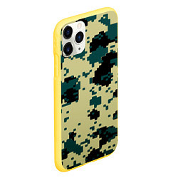 Чехол iPhone 11 Pro матовый Камуфляж пиксельный: зеленый/черный, цвет: 3D-желтый — фото 2