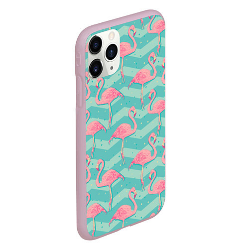 Чехол iPhone 11 Pro матовый Flamingo Pattern / 3D-Розовый – фото 2