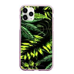Чехол iPhone 11 Pro матовый Листья, цвет: 3D-розовый