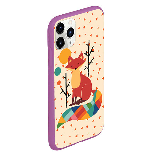 Чехол iPhone 11 Pro матовый Осенняя лисичка / 3D-Фиолетовый – фото 2